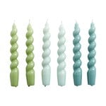 HAY Spiral candles, set of 6, green - arctic blue - teal