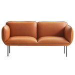 Woud Nakki 2-istuttava sohva, konjakinruskea nahka