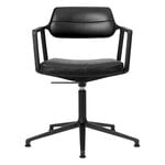 Vipp 453+ Swivel chair, black frame - black leather, with gliders, product image