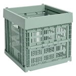 HAY Colour Crate, Cube, recycled plastic, sage green, product image