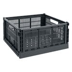 HAY Colour Crate, L Square, plastique recyclé, charbon, image produit