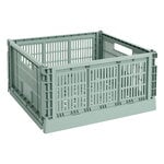 HAY Colour Crate, L Square, recycled plastic, sage green, product image