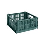 HAY Colour Crate, M Square, plastique recyclé, vert foncé, image produit