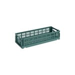 HAY Colour Crate Mini, Oblong, recycled plastic, dark green, product image