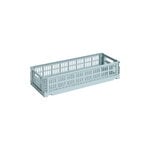 HAY Colour Crate Mini, Oblong, plastique recyclé, bleu poussière, image produit
