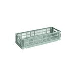 HAY Colour Crate Mini, Oblong, plastique recyclé, vert sauge, image produit