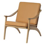 Warm Nordic Lean Back lounge chair, white oiled oak - natural leather