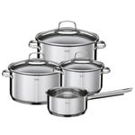 Rösle Elegance cookware set, 4 pots with 3 lids, steel