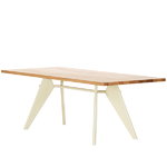 Vitra EM Table 240 x 90 cm, tammi - Prouvé Blanc Colombe