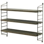 String Furniture String Pocket shelf, Special Edition, grey oak - raw metal