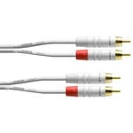 Cordial RCA cable pair for speakers, 3 m, white