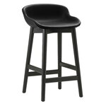 Normann Copenhagen Hyg bar stool, 65 cm, black oak - black leather Ultra