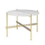 GUBI Table basse TS, 55 cm, laiton - marbre blanc