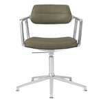 Vipp 453+ Swivel chair, polished frame - bosco green leather, with gliders, product image