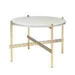 GUBI TS coffee table, 55 cm, brass - white glass
