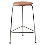 Fritz Hansen Tabouret haut Dot, cuir noyer - chrome