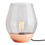 New Works Bowl table lamp, raw copper - light smoked glass