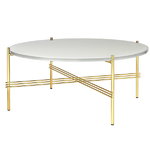 GUBI TS coffee table, 80 cm, brass - white glass