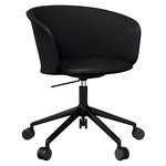 Hem Kendo swivel chair w/ castors, black leather - black