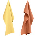 Hay Waffle tea towel, 2 pcs, terracotta - yellow