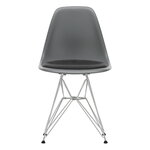 Vitra Eames DSR tuoli, granite grey - kromi - tummanharmaa pehmuste