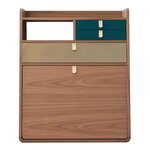 Hartô Gaston wall desk, 60 cm, walnut - brass - petrol blue
