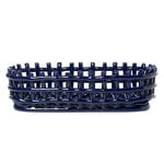 ferm LIVING Ceramic basket, oval, blue