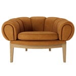 GUBI Croissant lounge chair, oiled oak - Chamois Cuoio 1708