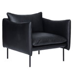 Fogia Tiki armchair, large, black steel - black Elmosoft leather
