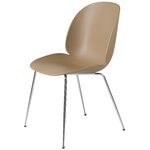 GUBI Beetle chair, chrome - pebble brown