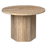 GUBI Tavolino Epic, rotondo, 60 cm, travertino grigio marrone