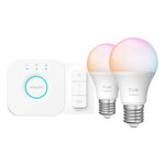 Philips Hue Essential starter pack: E27 bulb, 2 pcs, dimmer switch, Bridge, product image