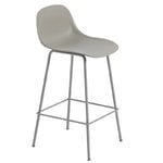 Muuto Fiber counter stool with backrest, 65 cm, tube base, grey