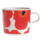 Marimekko Oiva - Unikko kaffekopp, 2 dl, vit - röd - blå