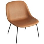 Muuto Fiber lounge chair, tube base, cognac leather - black