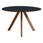 HAY CPH20 Tisch, rund, 120 cm, Nussbaum lackiert – Linoleum dunkelgr