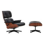 Vitra Poltrona e poggiapiedi Eames, dimens. nuove, palissandro - Premium F nero, immagine prodotto