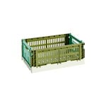 HAY Colour Crate Mix, S, recycled plastic, olive - dark mint