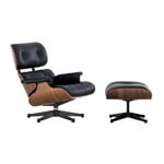 Vitra Eames Lounge Chair & Ottoman, klassisk stl, valnöt - svart