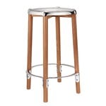 Alessi Poêle barstol, brun bok - spegelpolerat stål
