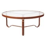 GUBI Adnet coffee table, 100 cm, tan leather - glass, product image