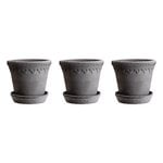 Bergs Potter Københavner Blumentopf mit Untersetzer, 10 cm, 3er-Geschenkbox, rohgrau, produktbild