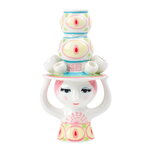 Bjørn Wiinblad Lady with Hat candleholder, 16 cm, pink - yellow, product image