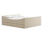 RYE Curved sängynrunko 2 laatikolla, 140 x 200 cm, vaalea beige, tuotekuva