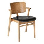 Artek Domus chair, lacquered oak - seat upholstery Prestige black, product image