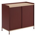 Muuto Enfold Sideboard, 100 cm, hoch, Eiche - Tiefrot, produktbild