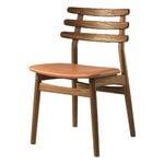 FDB Møbler J48 Stuhl, geräucherte Eiche - Cognac Leder, produktbild