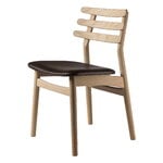 FDB Møbler J48 Stuhl, lackierte Eiche - Mocca-Leder, produktbild