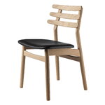 FDB Møbler J48 Stuhl, lackierte Eiche - schwarzes Leder, produktbild