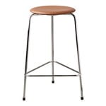 Fritz Hansen High Dot bar stool, 76 cm, chrome - walnut brown leather